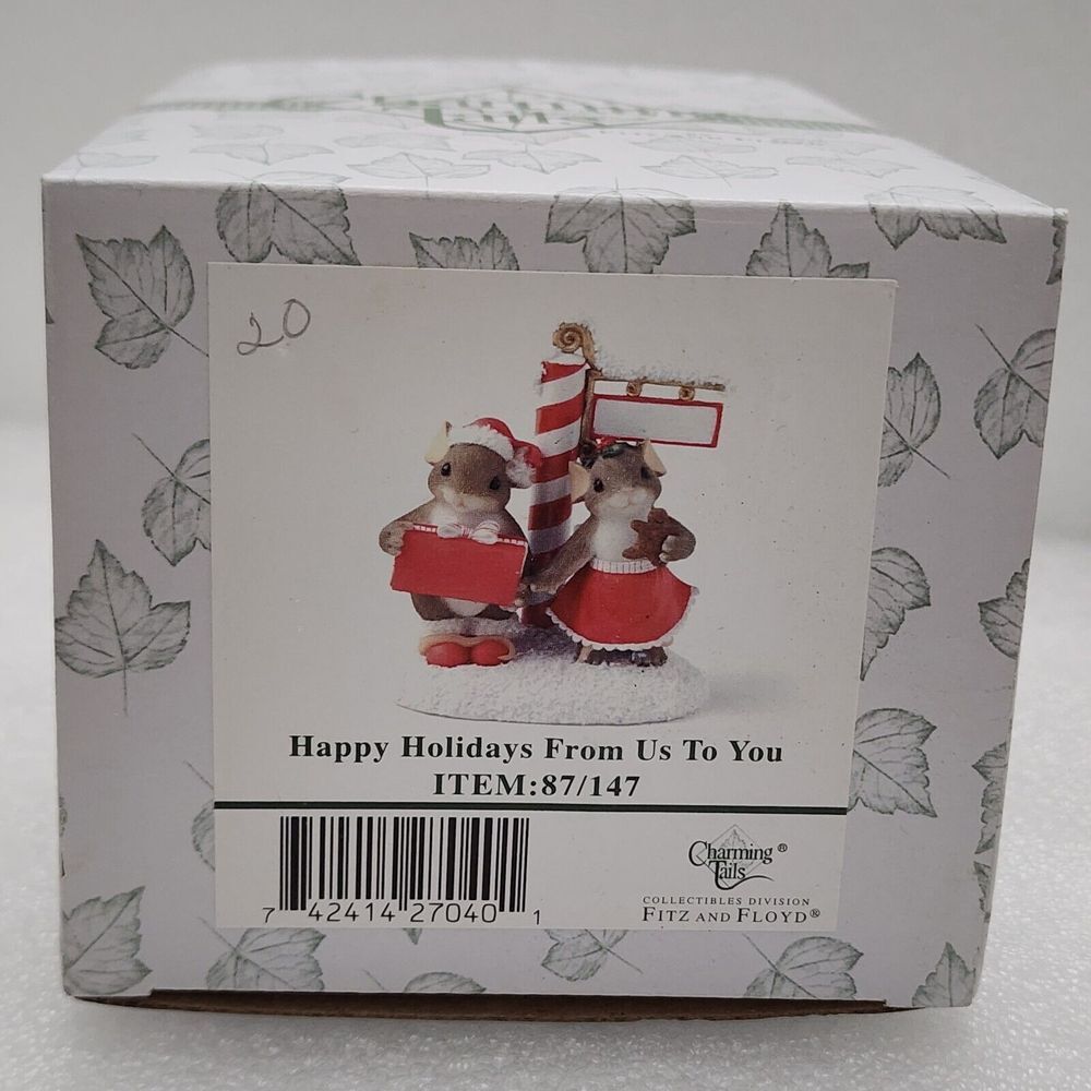 SIGNED by DEAN GRIFF 2003 Charming Tails HAPPY HOLIDAYS FROM US TO YOU Figurine